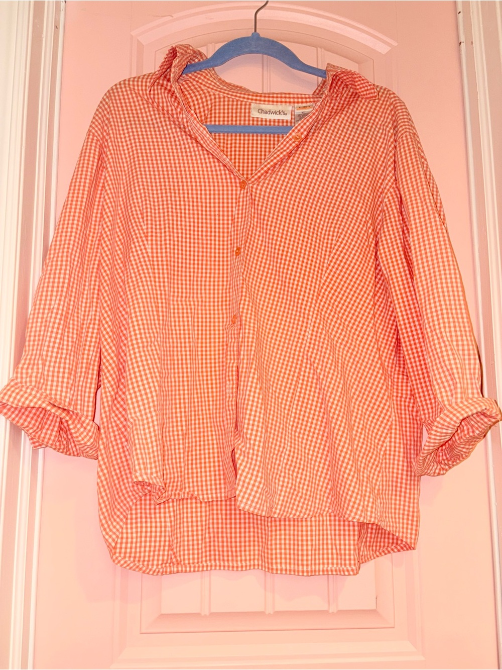 Chadwicks Orange Gingham Button-Down